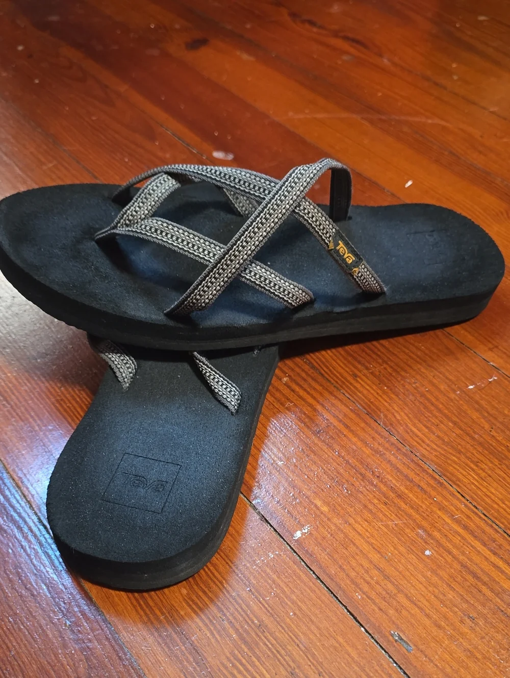 Teva Black Sandals with Gray Woven Straps